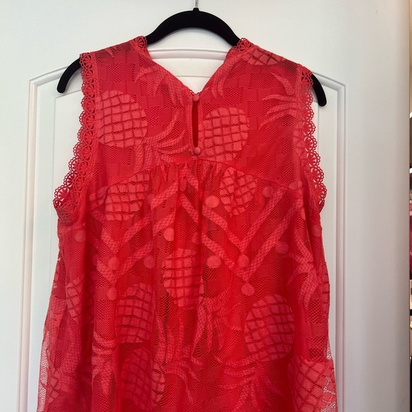 Maeve Anthropologie Coral Pink Mesh Pineapple Tank US 14 - Picture 3 of 4